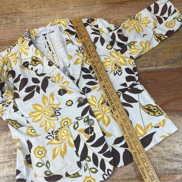 Luciano Dante linen blend blazer jacket Large floral - Picture 7 of 9